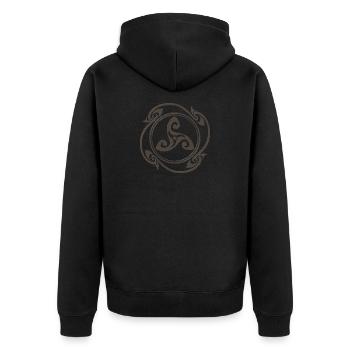 Symbole celtique Latene marbré gris - Veste à capuche bio Premium Unisexe - noir - Dos - Nico (187cm)