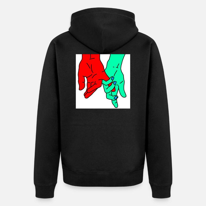 mains rouge vert - Veste à capuche bio Premium Unisexe - noir