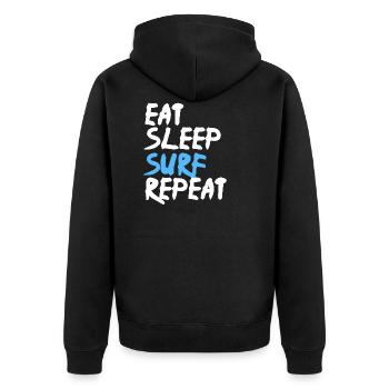 Eat Sleep Surf Repeat - Unisex Premium Organic Zip Hoodie - black - Back - Nico (187cm)