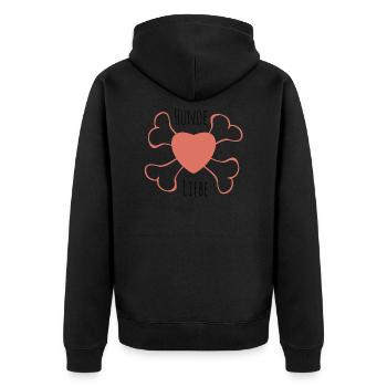 Hundeliebe - Unisex Premium Bio Zip Hoodie - Schwarz - Hinten - Nico (187cm)