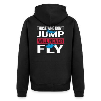 Will Never Fly Skydive - Unisex Premium Organic Zip Hoodie - black - Back - Nico (187cm)