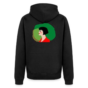 Amelie - Unisex Premium Bio Zip Hoodie - Schwarz - Hinten - Nico (187cm)