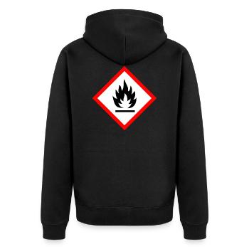 Caution Flammable - Unisex Premium Organic Zip Hoodie - black - Back - Nico (187cm)