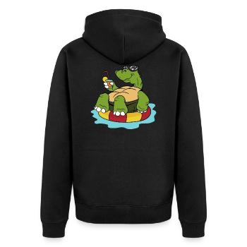 Summer tortoise turtles reptiles - Unisex Premium Organic Zip Hoodie - black - Back - Nico (187cm)