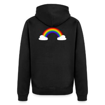 Regenbogen mit Wolken - Unisex Premium Bio Zip Hoodie - Schwarz - Hinten - Nico (187cm)