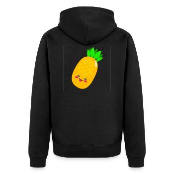 Ananas - Unisex Premium Bio Zip Hoodie - Schwarz - Hinten - Nico (187cm)