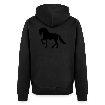 Pferd - Unisex Premium Bio Zip Hoodie - Schwarz - Hinten - Nico (187cm)