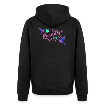 Paradise Watercolor - Unisex Premium Bio Zip Hoodie - Schwarz - Hinten - Nico (187cm)