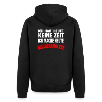 Nischenanalyse - Unisex Premium Bio Zip Hoodie - Schwarz - Hinten - Nico (187cm)