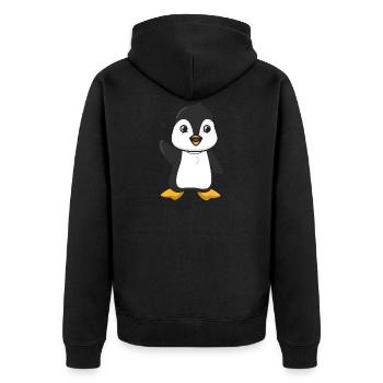 Pinguin Geschenk Tier niedlich Comic Tier Pinguine - Unisex Premium Bio Zip Hoodie - Schwarz - Hinten - Nico (187cm)