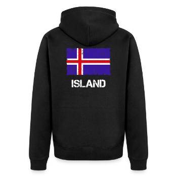 Island - Unisex Premium Bio Zip Hoodie - Schwarz - Hinten - Nico (187cm)