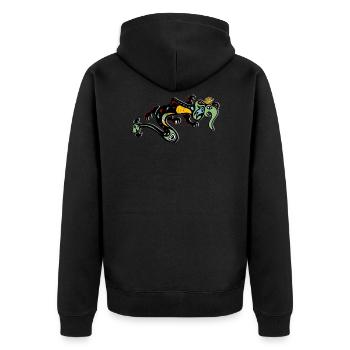 Tribal - Unisex Premium Organic Zip Hoodie - black - Back - Nico (187cm)