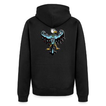 Aigle Tribal Indien Symbole Totem Tatouage Ethno - Veste à capuche bio Premium Unisexe - noir - Dos - Nico (187cm)