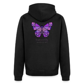 Butterfly purple logo, modern abstract art - Unisex Premium Organic Zip Hoodie - black - Back - Nico (187cm)