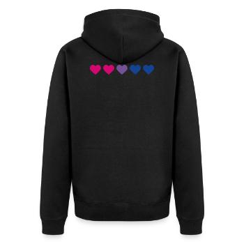 Bi-coeur || LGBT bisexuel - Veste à capuche bio Premium Unisexe - noir - Dos - Nico (187cm)