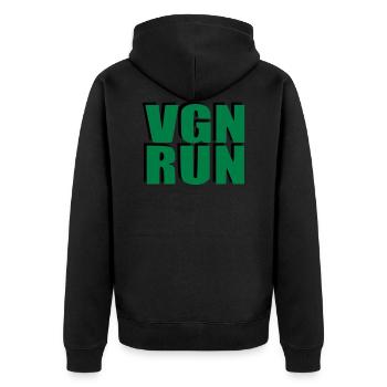 VGN RUN Vegan Laufen Geschenk Geburtstag Sport - Unisex Premium Bio Zip Hoodie - Schwarz - Hinten - Nico (187cm)