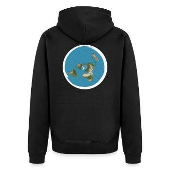Flache Erde Karte - Unisex Premium Bio Zip Hoodie - Schwarz - Hinten - Nico (187cm)
