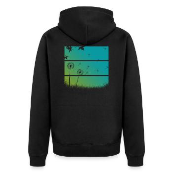 Pusteblumen - Unisex Premium Bio Zip Hoodie - Schwarz - Hinten - Nico (187cm)