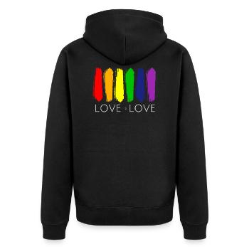 l'amour c'est l'amour Rainbow Painting - Veste à capuche bio Premium Unisexe - noir - Dos - Nico (187cm)