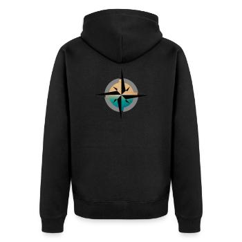 Kompass Urlaub Süden - Unisex Premium Bio Zip Hoodie - Schwarz - Hinten - Nico (187cm)