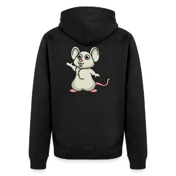 Maus Comic Mäuse Geschenk Haustier Tier niedlich - Unisex Premium Bio Zip Hoodie - Schwarz - Hinten - Nico (187cm)