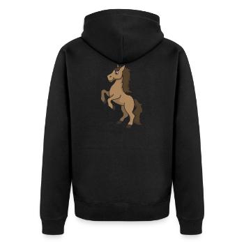 Pferd Pferde Geschenk Comic reiten Reiter Tier - Unisex Premium Bio Zip Hoodie - Schwarz - Hinten - Nico (187cm)