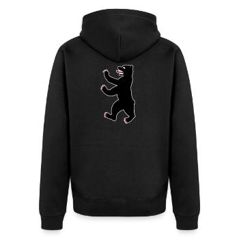 Berliner Bär Hauptstadt Deutschland Geschenk - Unisex Premium Bio Zip Hoodie - Schwarz - Hinten - Nico (187cm)