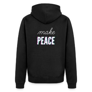 make peace - Unisex Premium Bio Zip Hoodie - Schwarz - Hinten - Nico (187cm)