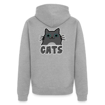 Chats de dessin animé - Veste à capuche bio Premium Unisexe - gris chiné - Dos - Nico (187cm)