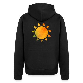 sun - Unisex Premium Organic Zip Hoodie - black - Back - Nico (187cm)