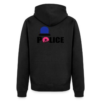 police d - Unisex Premium Organic Zip Hoodie - black - Back - Nico (187cm)