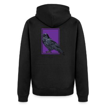 Rabe - Krähe - Kolkrabe - Unisex Premium Bio Zip Hoodie - Schwarz - Hinten - Nico (187cm)