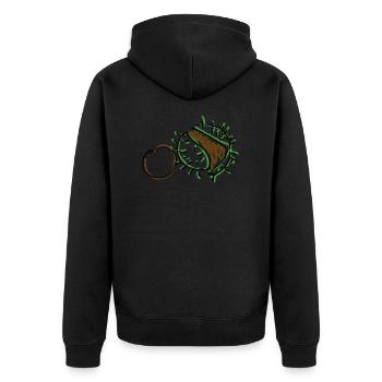 Kastanien - Unisex Premium Bio Zip Hoodie - Schwarz - Hinten - Nico (187cm)