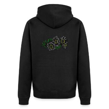 chamomile - Unisex Premium Organic Zip Hoodie - black - Back - Nico (187cm)