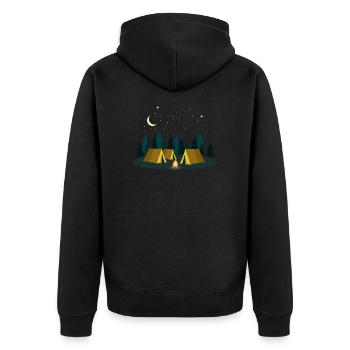 Camping Zelten Lagerfeuer Wald Wildnis Geschenk - Unisex Premium Bio Zip Hoodie - Schwarz - Hinten - Nico (187cm)