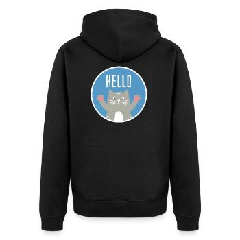 Britsch Shorthair Perser Siam Katze Geschenk - Unisex Premium Bio Zip Hoodie - Schwarz - Hinten - Nico (187cm)