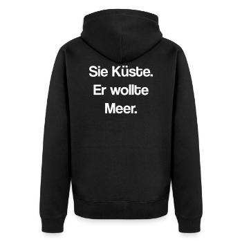 Brandung - Unisex Premium Bio Zip Hoodie - Schwarz - Hinten - Nico (187cm)