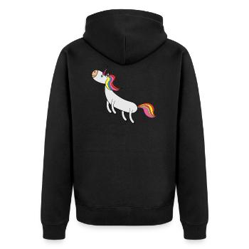 Einhorn - Unisex Premium Bio Zip Hoodie - Schwarz - Hinten - Nico (187cm)