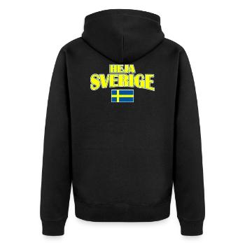 Heja Sverige - Unisex Premium Bio Zip Hoodie - Schwarz - Hinten - Nico (187cm)