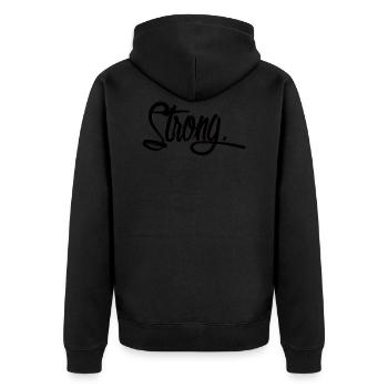 strong black - Unisex Premium Organic Zip Hoodie - black - Back - Nico (187cm)