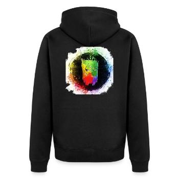 Lustiges Monster Hipster Buntes Leben Geschenkidee - Unisex Premium Bio Zip Hoodie - Schwarz - Hinten - Nico (187cm)