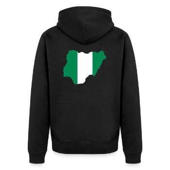 Nigeria T-Shirt - Unisex Premium Bio Zip Hoodie - Schwarz - Hinten - Nico (187cm)