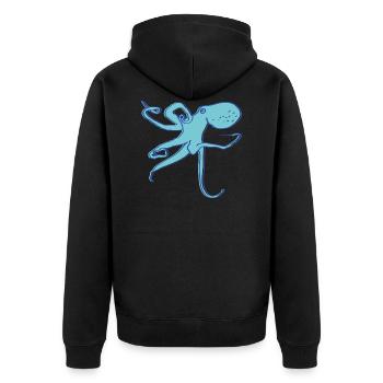 Tintenfisch - Unisex Premium Bio Zip Hoodie - Schwarz - Hinten - Nico (187cm)