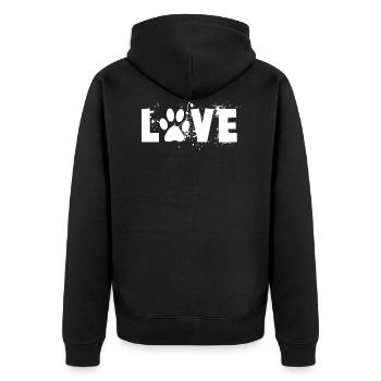 Hunde Liebe - Love - Unisex Premium Bio Zip Hoodie - Schwarz - Hinten - Nico (187cm)