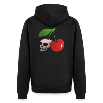 Skull cherry - Unisex Premium Organic Zip Hoodie - black - Back - Nico (187cm)