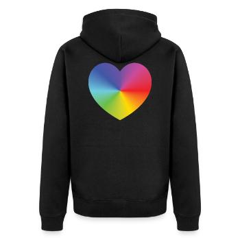 Rainbow Heart - Unisex Premium Bio Zip Hoodie - Schwarz - Hinten - Nico (187cm)