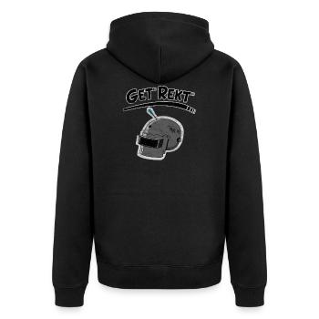 Battle Royale Chicken Dinner Floss Victory Gaming - Unisex Premium Bio Zip Hoodie - Schwarz - Hinten - Nico (187cm)