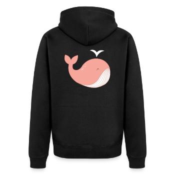Whale nicht! - Unisex Premium Bio Zip Hoodie - Schwarz - Hinten - Nico (187cm)