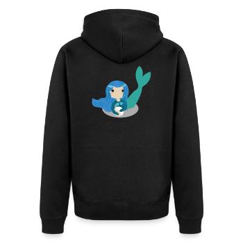 Meerjungfrau Muschel Perle - Unisex Premium Bio Zip Hoodie - Schwarz - Hinten - Nico (187cm)