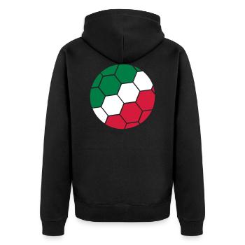 Flag Ball Italy Italian Football Fan Logo - Unisex Premium Organic Zip Hoodie - black - Back - Nico (187cm)